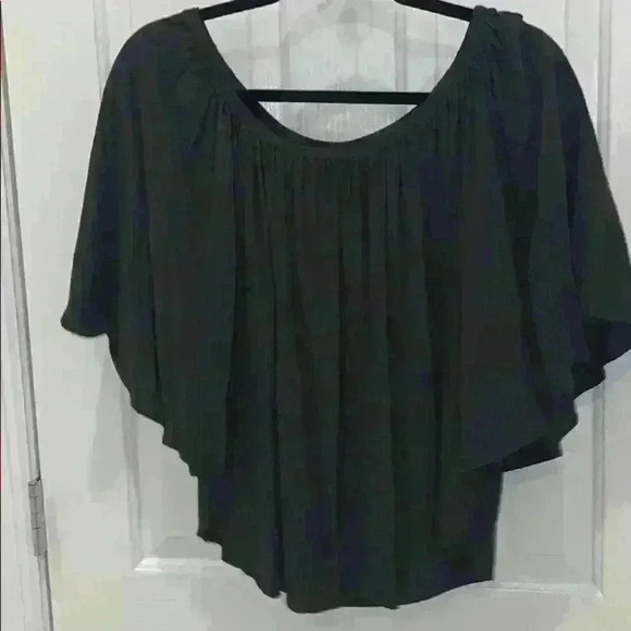 Loft off the shoulder steel gray top small - Picture 1 of 5